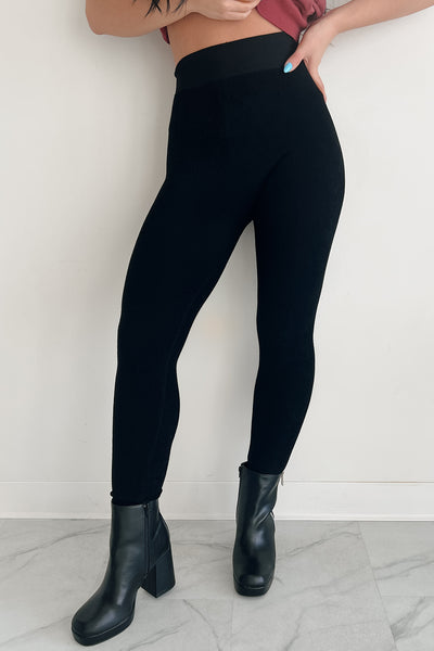 Chill Vibes Textured Seamless Leggings (Black) - NanaMacs