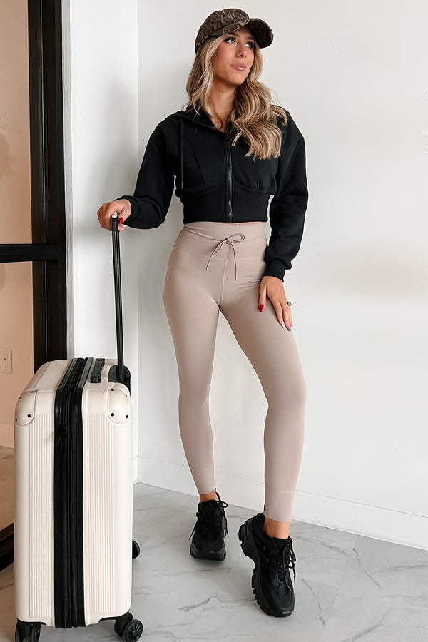 In Routine Drawstring Active Leggings (Taupe)