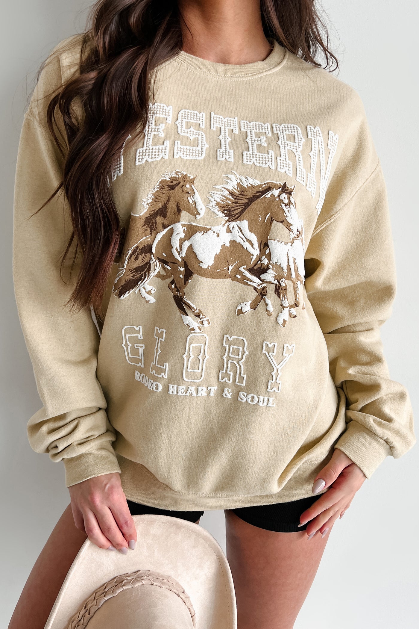 "Western Glory" Graphic Sweatshirt (Golden Flax) - NanaMacs