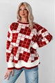 Older Soul Oversized Checker Sweater (Red/Cream) - NanaMacs