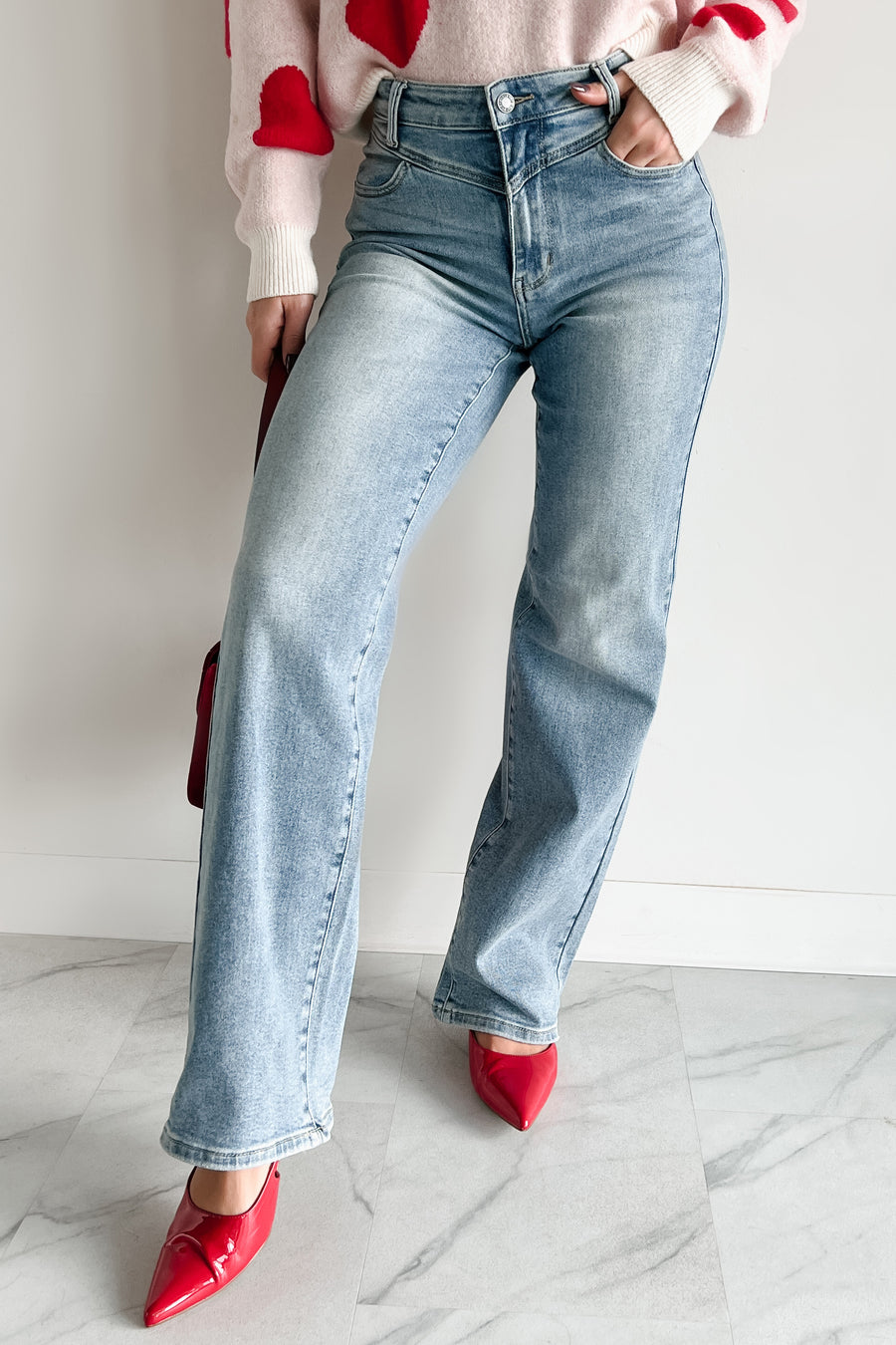 Benjamin Judy Blue High Waist Wide Leg Jeans (Medium) - NanaMacs