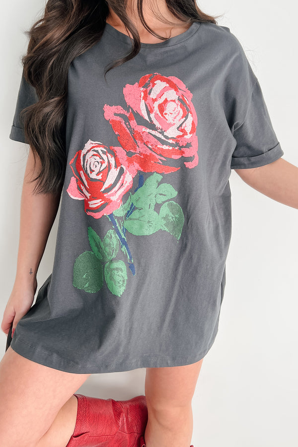 Freshly Picked Oversized Floral Graphic T-Shirt (Charcoal) - NanaMacs