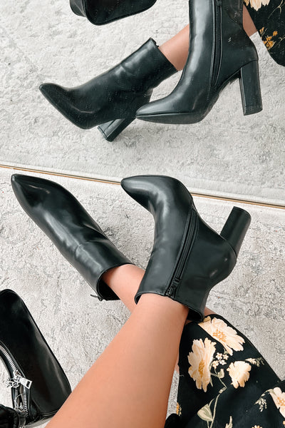 Prep In My Step Faux Leather Booties (Black) - NanaMacs