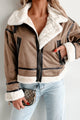 Quiet Luxury Suede Jacket With Faux Fur Contrast (Mocha) - NanaMacs