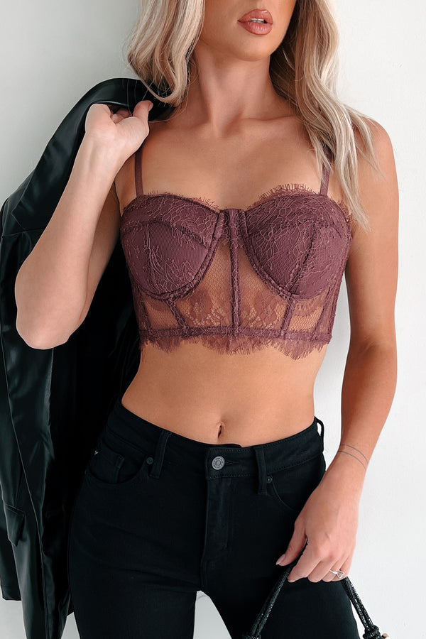 Strong Chemistry Lace Bralette Top (Eggplant) - NanaMacs