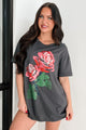 Freshly Picked Oversized Floral Graphic T-Shirt (Charcoal) - NanaMacs