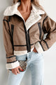 Quiet Luxury Suede Jacket With Faux Fur Contrast (Mocha) - NanaMacs