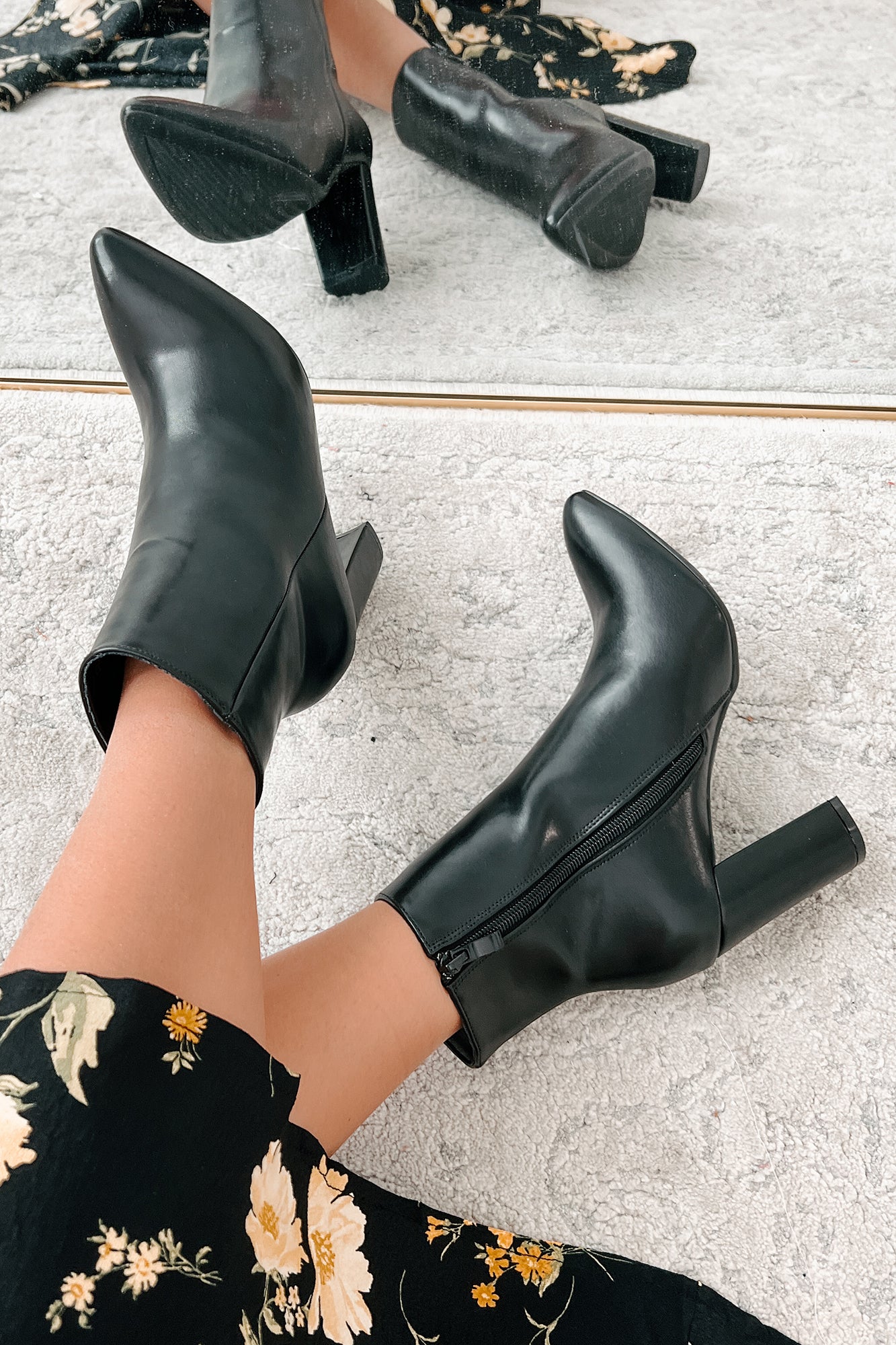 Prep In My Step Faux Leather Booties (Black) - NanaMacs