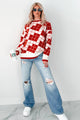 Older Soul Oversized Checker Sweater (Red/Cream) - NanaMacs