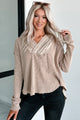 Maple Lane High-Low Hooded Waffle Top (Vintage Latte) - NanaMacs