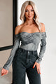 Kora Off The Shoulder Bodysuit (Black/Grey) - NanaMacs