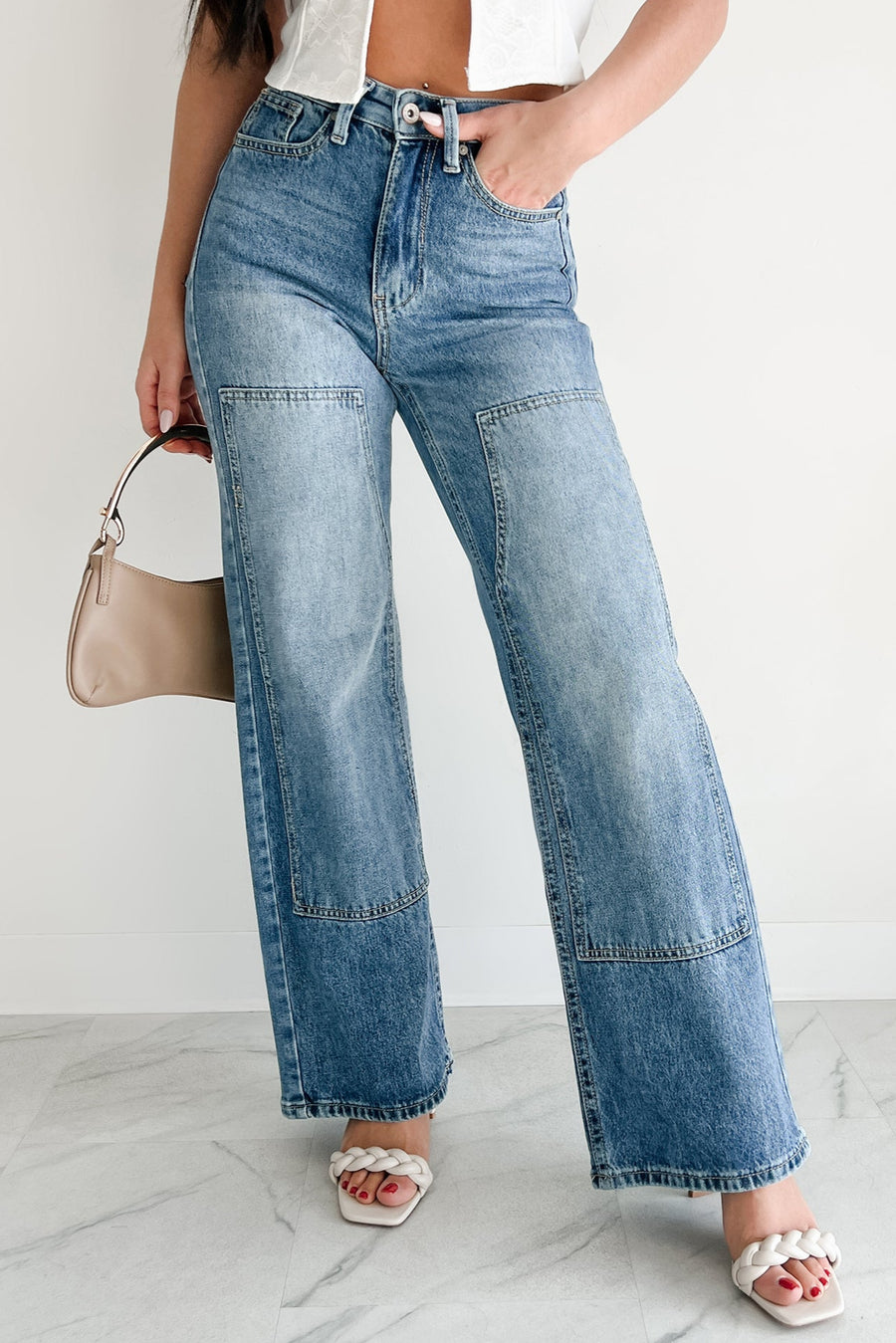 Rhodes High Rise Wide Leg Special A Jeans (Medium Dark) - NanaMacs