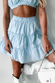 All Aflutter Tiered Ruffle Mini Skirt (Ice Blue) - NanaMacs