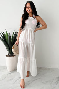 Reach To The Skies Halter Maxi Coverup Dress (Off White) - NanaMacs