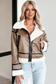 Quiet Luxury Suede Jacket With Faux Fur Contrast (Mocha) - NanaMacs