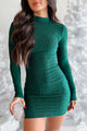 Taste Of Perfection Open Back Glittered Mini Dress (Metallic Green) - NanaMacs