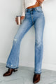 Lost Cause Mid-Rise Vintage Wash Distressed Flare Jeans (Vintage)