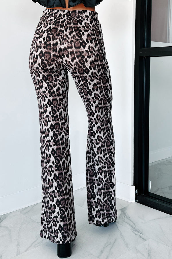 Untamed & Free Flared Leopard Print Pants (Taupe) - NanaMacs