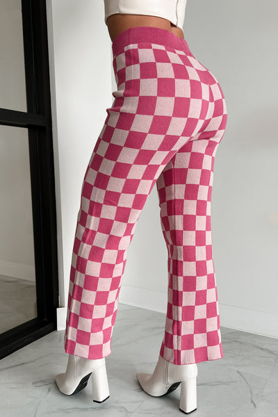 Adorable Moments Checker Knit Pants (Fuchsia/Pink) - NanaMacs