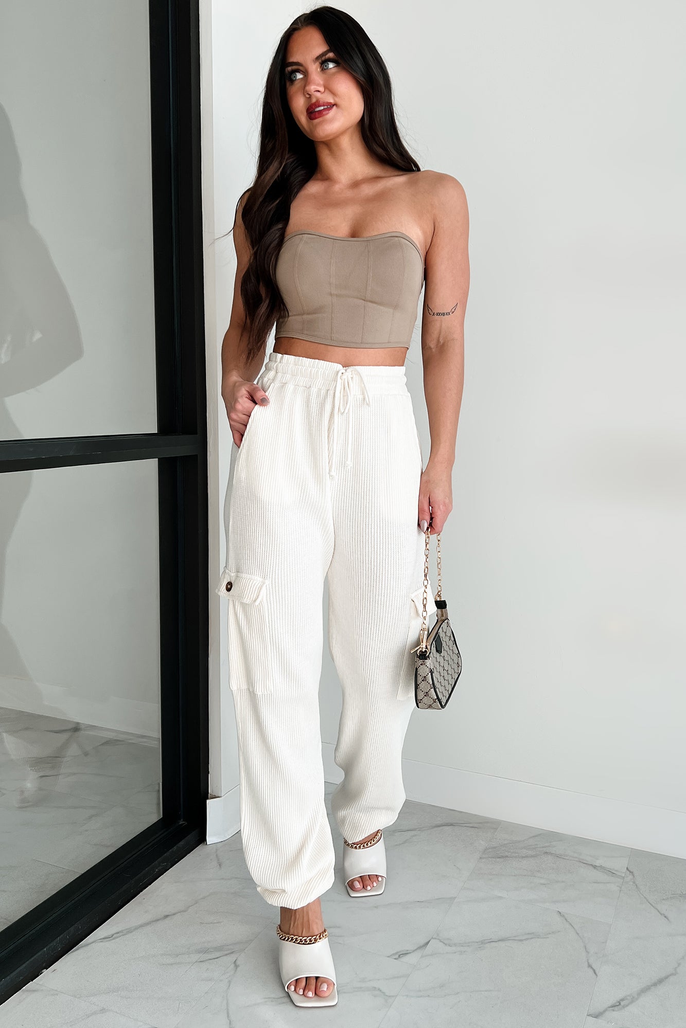 Leave Me Alone Cargo Waffle Knit Pants (Cream) · NanaMacs