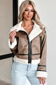 Quiet Luxury Suede Jacket With Faux Fur Contrast (Mocha) - NanaMacs