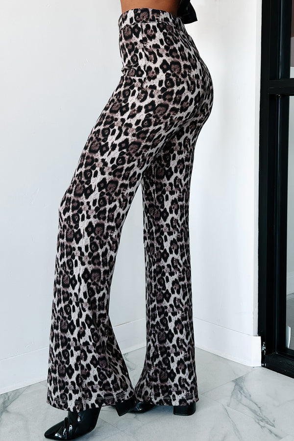 Untamed & Free Flared Leopard Print Pants (Taupe) - NanaMacs