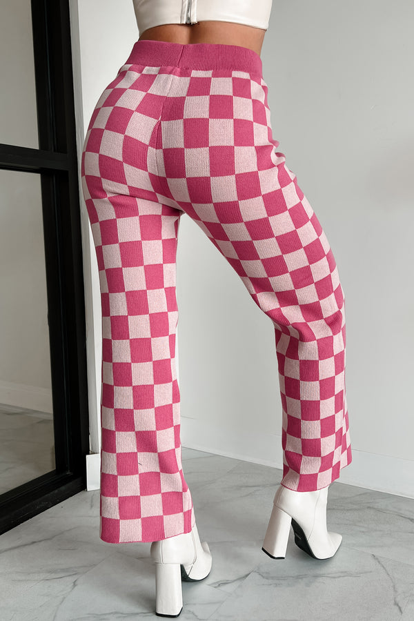 Adorable Moments Checker Knit Pants (Fuchsia/Pink) - NanaMacs