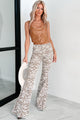 Crazy & Wild Zebra Print Denim Flare Pants (Ivory/Taupe) - NanaMacs