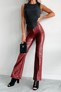 Style Sensation Faux Leather Pants (Burgundy) - NanaMacs