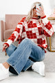 Older Soul Oversized Checker Sweater (Red/Cream) - NanaMacs