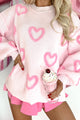 Straight From The Heart Textured Heart Sweater (Pink) - NanaMacs