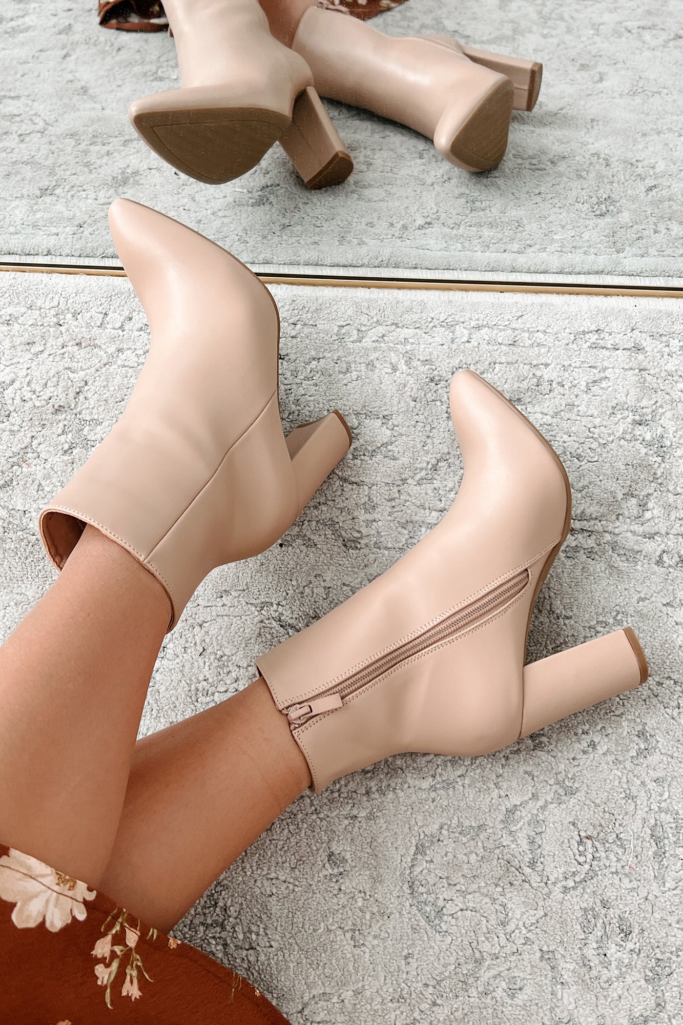 Prep In My Step Faux Leather Booties (Beige) - NanaMacs