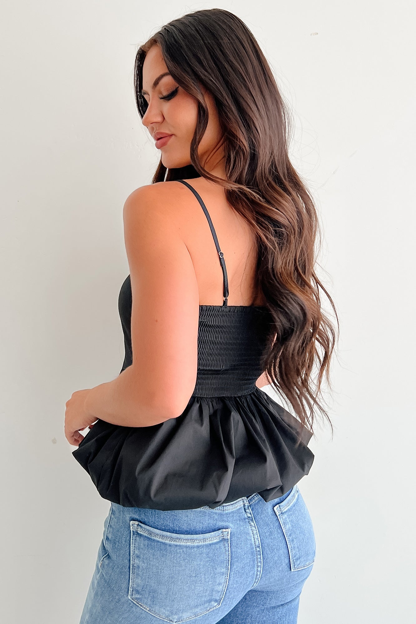 トップス eaphi BALLOON HEM CAMISOLE Carried Away Bubble Hem Cami Top (Black) · NanaMacs