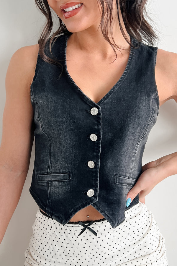 Well-Worn Never Weary Denim Vest (Black) - NanaMacs