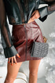 Devoted To Fashion Faux Leather Mini Skirt (Burgundy) - NanaMacs