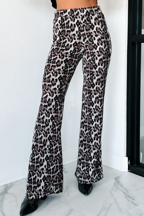 Untamed & Free Flared Leopard Print Pants (Taupe) - NanaMacs