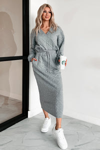 What Matters Most Quilted Sweater & Skirt Set (Heather Grey) - NanaMacs