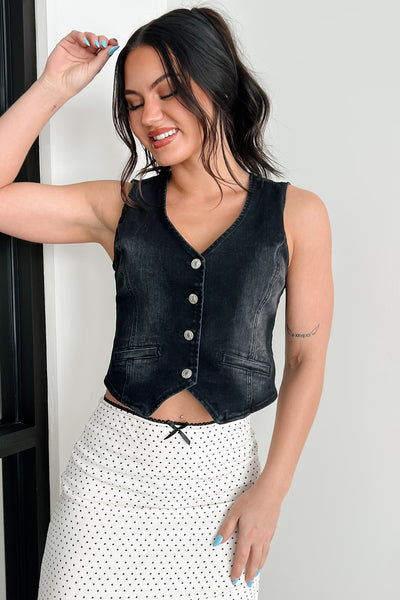 Well-Worn Never Weary Denim Vest (Black) - NanaMacs