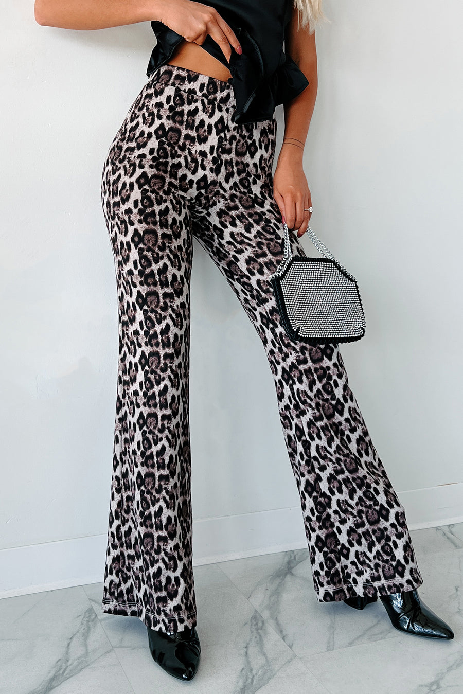 Untamed & Free Flared Leopard Print Pants (Taupe) - NanaMacs