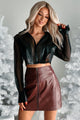 Devoted To Fashion Faux Leather Mini Skirt (Burgundy) - NanaMacs