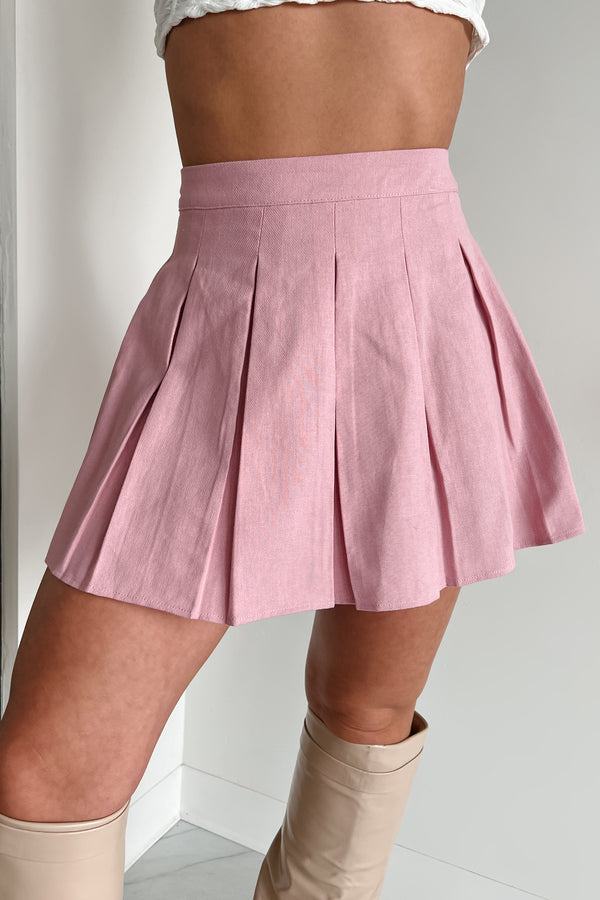 Waiting On Forever Pleated Mini Skirt (Pink) - NanaMacs