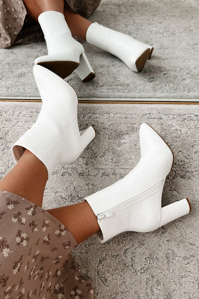 Prep In My Step Faux Leather Booties (White) - NanaMacs