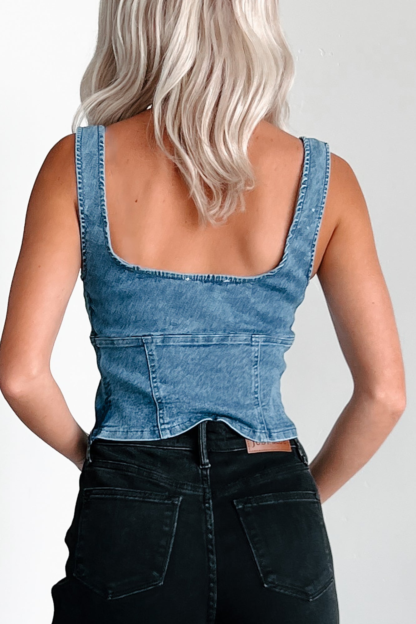 Born With Charm Denim Tank Top (Dark Denim) - NanaMacs