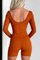 I'm Always Right Ribbed Scoop Neck Romper (Rust) - NanaMacs