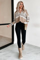 Leaves & Lattes Half-Zip Fair Isle Sweater (Taupe Combo) - NanaMacs