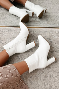 Prep In My Step Faux Leather Booties (White) - NanaMacs