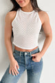 Boho Dreaming Lattice Mesh Crop Tank (White) - NanaMacs