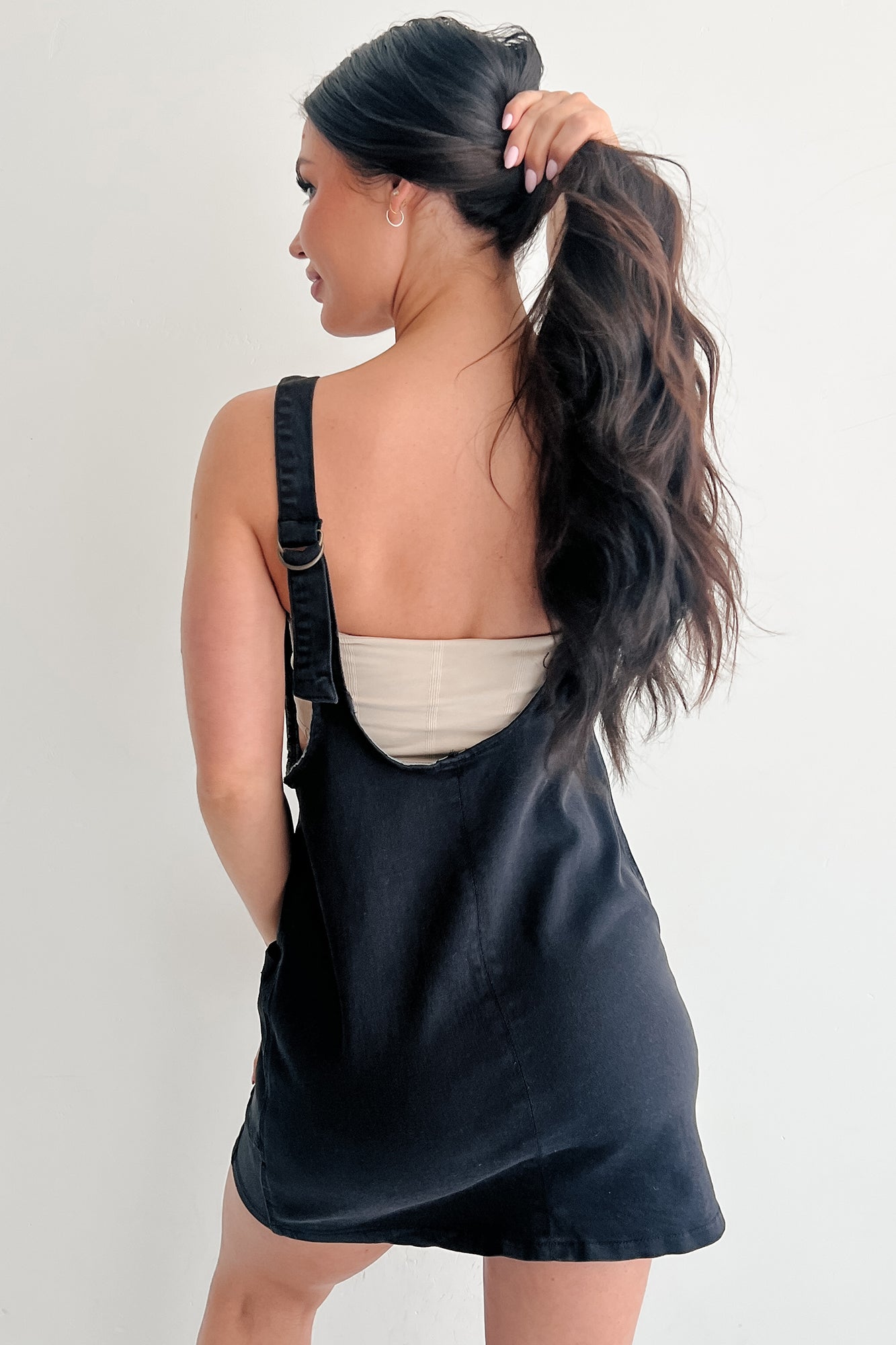 Living Steady Denim Overall Dress (Black) - NanaMacs