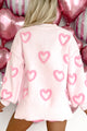 Straight From The Heart Textured Heart Sweater (Pink) - NanaMacs