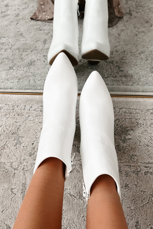 Prep In My Step Faux Leather Booties (White) - NanaMacs